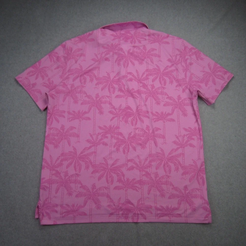 Chubbies Polo Shirt Mens Large Pink Palm Tree Performance Short Sleeve Stretch - Picture 7 of 16
